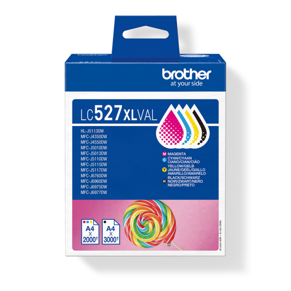 Pack Brother LC527XLVAL - 4 cartouches XL Noir/Cyan/Magenta/Jaune