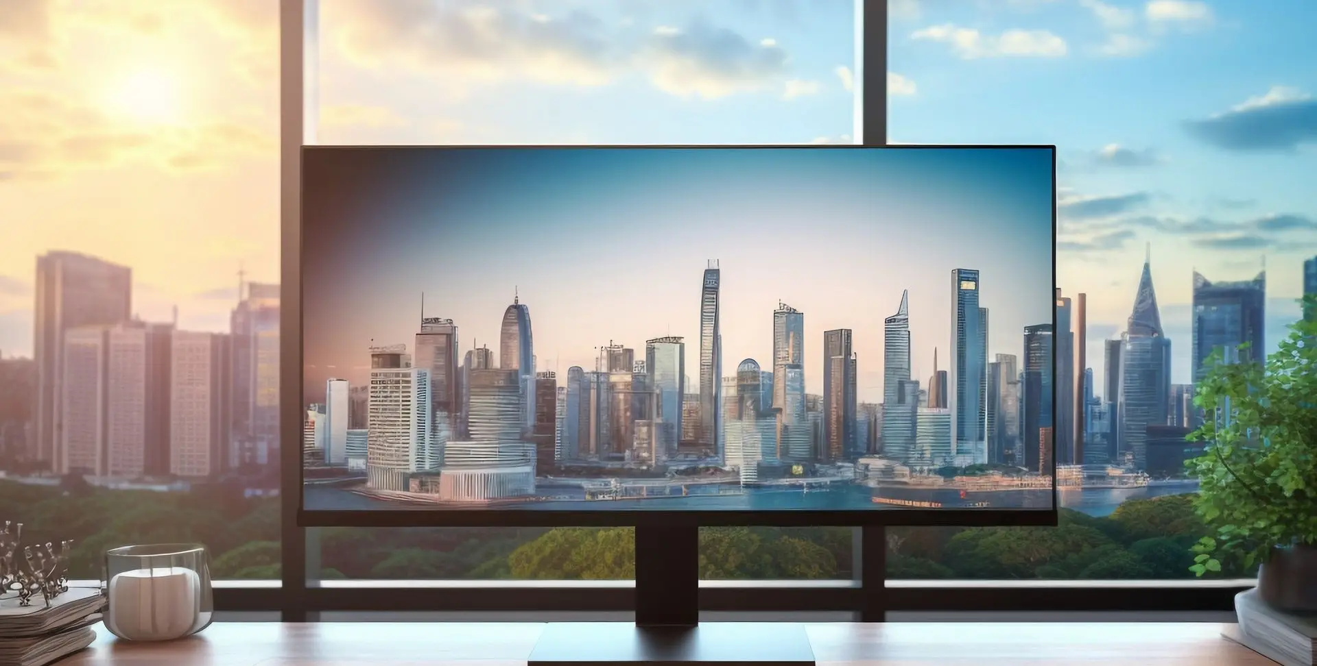 Écran ultrawide incurvé sur un bureau