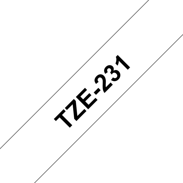 Ruban Brother TZe-231 – Noir sur Blanc 12 mm x 8 m